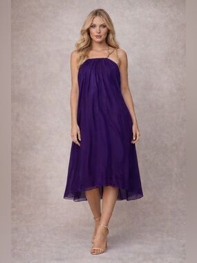 Thomas Wylde Purple Halter Midi Dress Gold Chain Straps Size Tag Missing
